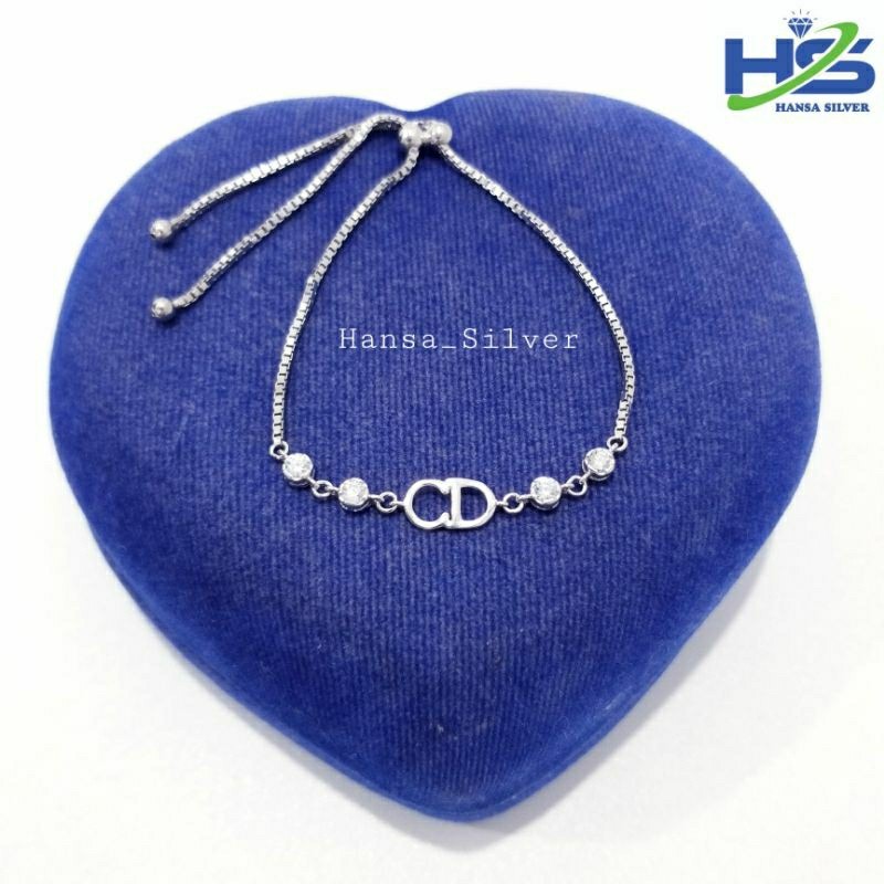 Gelang Perak Asli Silver 925 Lapis Emas Putih Model Italy Serut Infinity