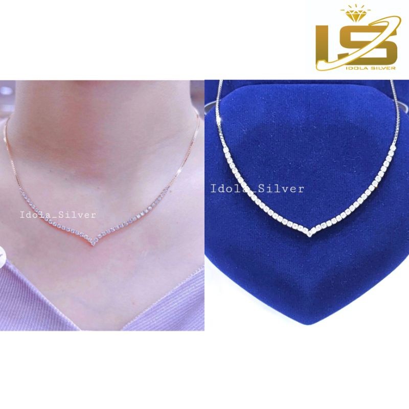 KALUNG PERAK ASLI SILVER 925 LAPIS EMAS PUTIH MODEL KALUNG AUREL/KALUNG NAGITA/KALUNG AYU TINGTING -