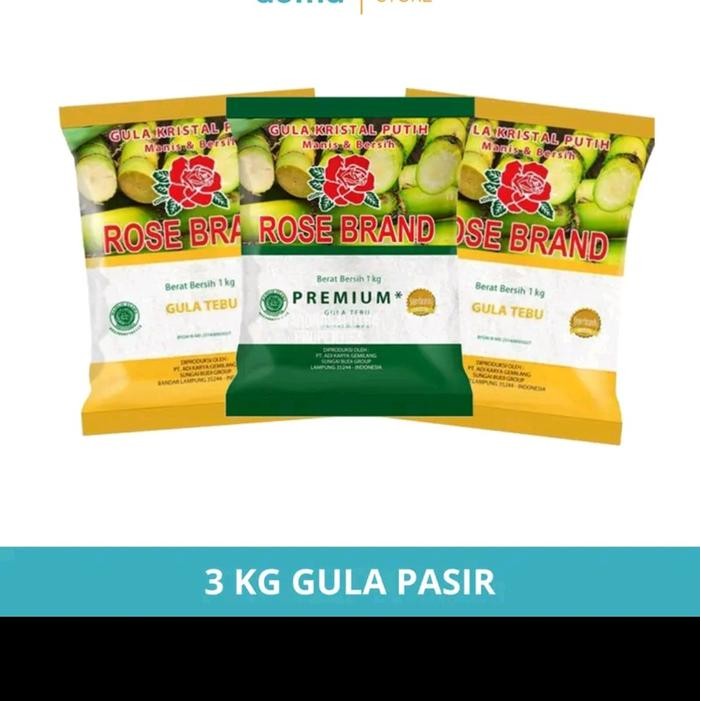 

3Pcs Gula Gmp Kemasan 1 Kg Gula Kristal Putih Wb Manis Food + Rose Brand Promo