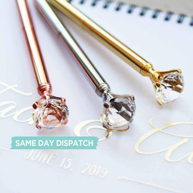 

Promo! [GK] Diamond Crystal Pulpen Gold & Rose Gold Souvenir Pernikahan Ultah Cantik Kado Berlian Pen Wedding Low Price