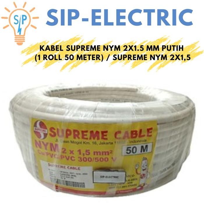 Kabel Supreme Nym 2X1.5 Mm Putih (1 Roll 50 Meter) / Supreme Nym 2X1,5