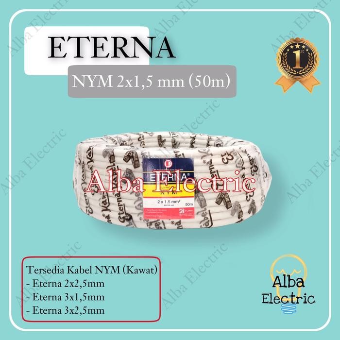 Kabel Eterna 2X1,5 / 2X1.5 Kawat 50 Meter Nym 1 Roll Tembaga