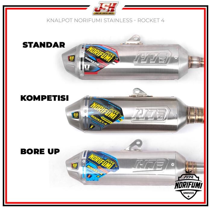 PREMIUM Knalpot Norifumi Rocket 4 Stainless Titanium Standard Bore Up Kompetisi CRF 150L KLX 150 /