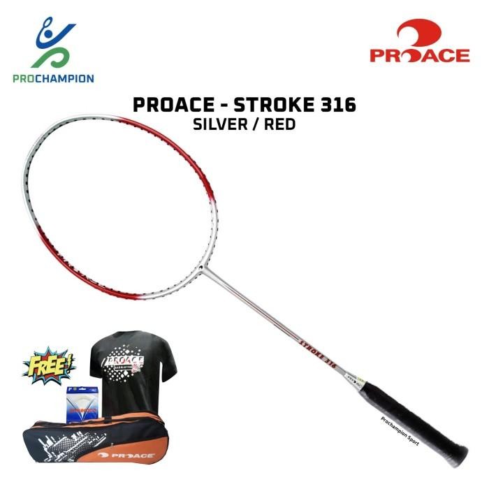 PREMIUM Raket Badminton Proace Stroke 316 Silver Red
