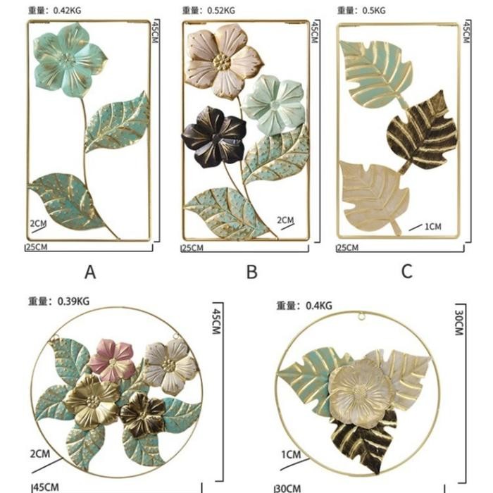 Terlaris Hiasan Dinding Gantungan Dinding Besi Daun Emas Pajangan Dinding Daun Bunga Tropis