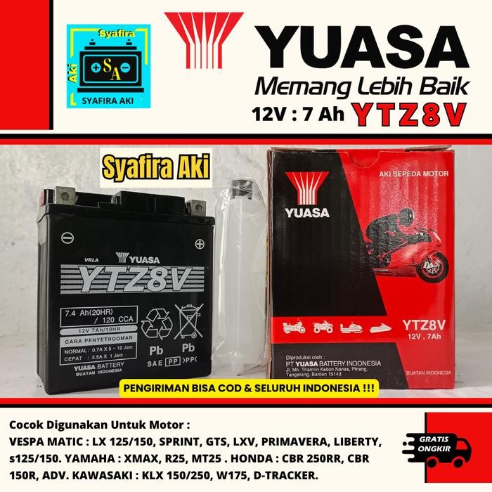 PREMIUM AKI VESPA LX 150, SPRINT, PRIMAVERA, GTS 150, VESPA S 150 YUASA YTZ8V