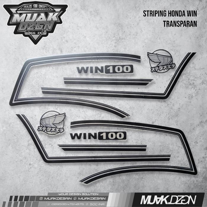 PREMIUM Striping Honda Win 100 Custom Transparan Lis Stiker