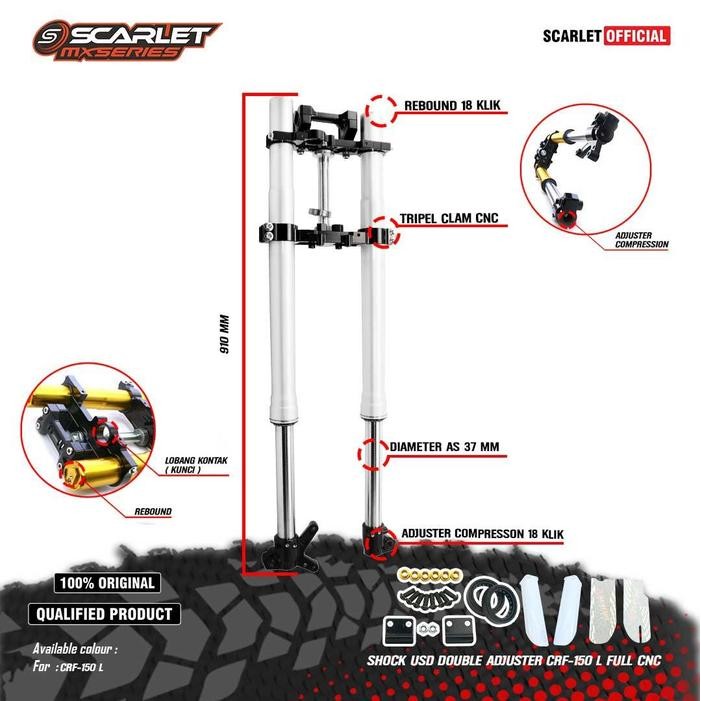 PREMIUM Scarlet Racing - Shock USD Motorcycle Double Adjuster CRF 150 Full CNC