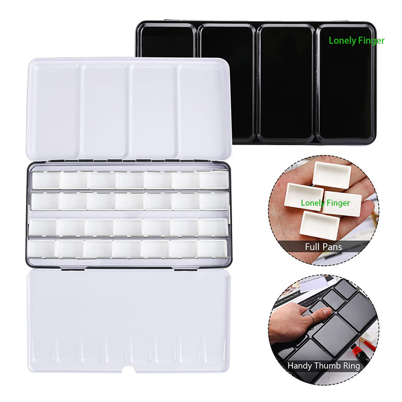 

Empty Metal Watercolor Palette Tin Box Palette Paint Case with 28PCS Full Pans Fold-Out Palette Holds for DIY Watercolor Travel