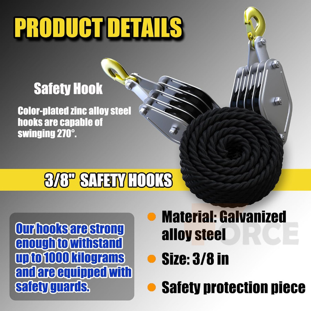 7:1 tali blok katrol hemat tenaga kerja kerekan katrol tangan derek pengangkat manual