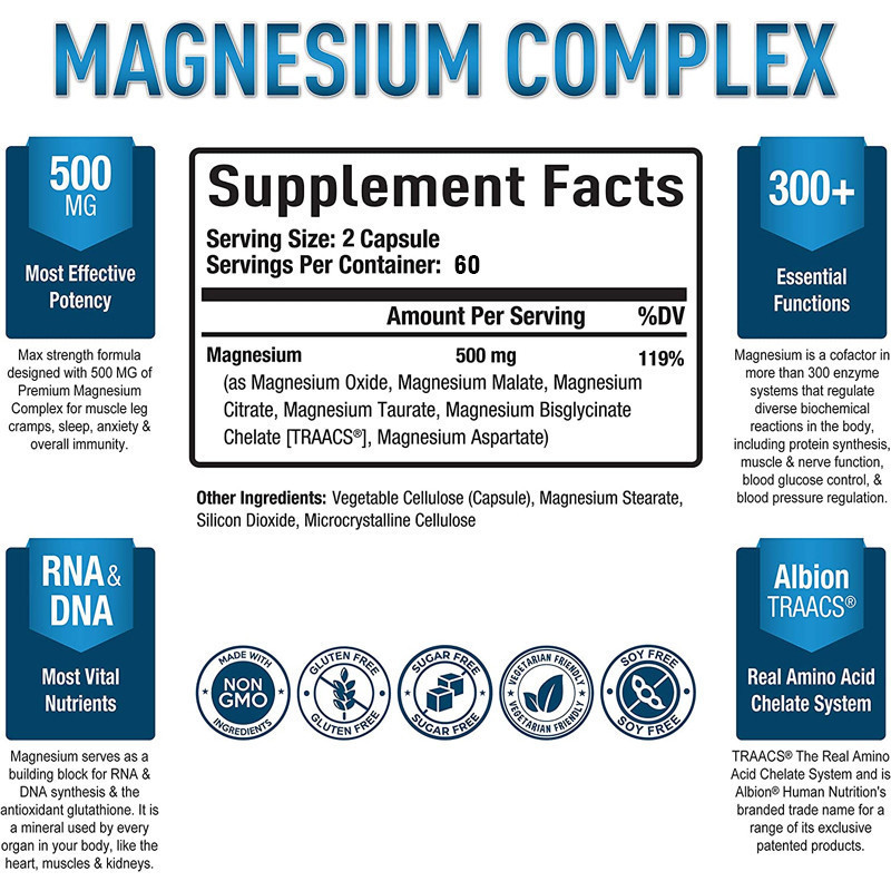 Magnesium Complex - Triple Magnesium Complex Mendukung tidur, relaksasi otot, pengurangan stres,