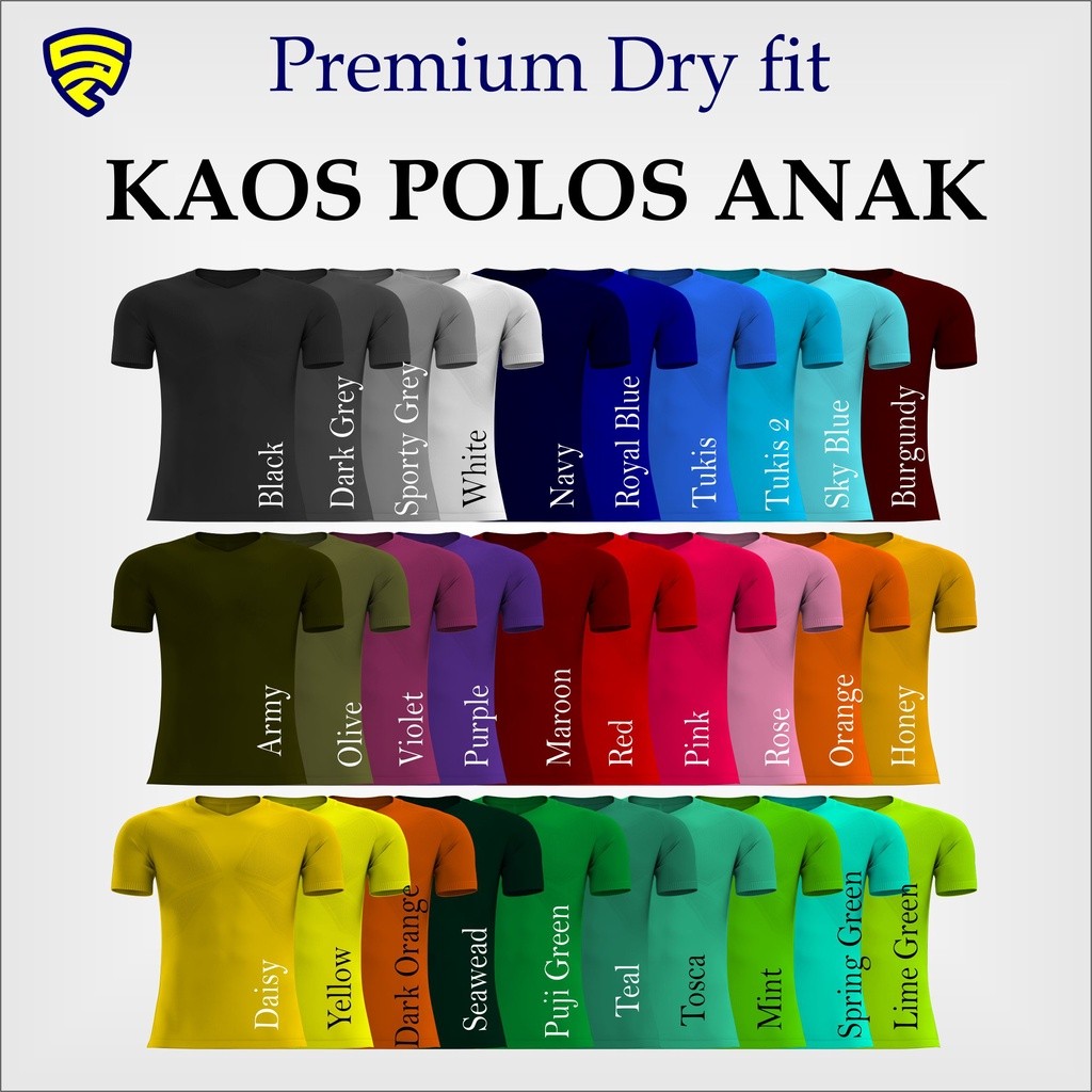 RB223 KAOS DRY FIT POLOS ANAK / KAOS POLOS ANAK BAHAN DRY FIT
