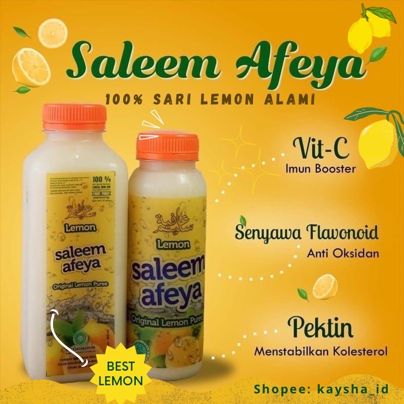 

LEMON SALEEM AFEYA 500ml / SARI LEMON ASI 100% TANPA CAMPURAN AIR / PURE LEMON / AIR LEMON MURNI /