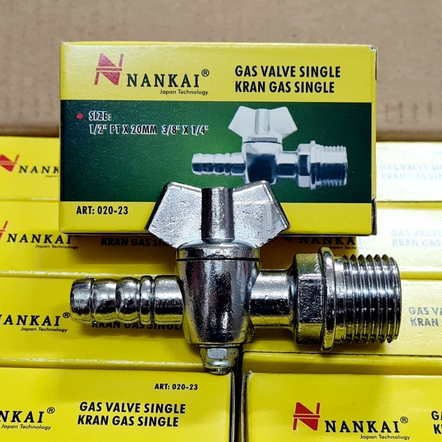 Nankai Keran Gas Single 1/2 Inch x 3/8 Inch / Stop Kran LPG Single 1/2" x 3/8"