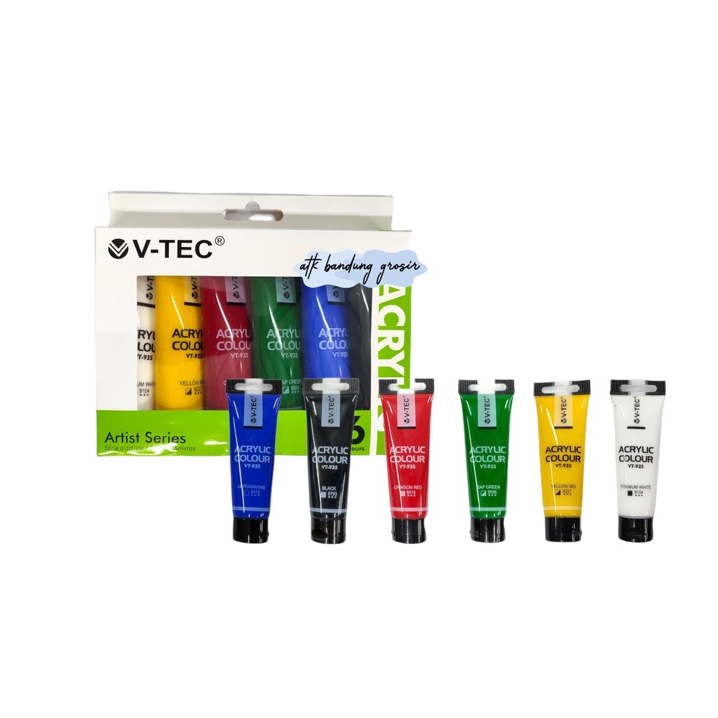 

Cat Akrilik VTEC VT-635 Acrylic Colours 6 Warna x 35 ML Set