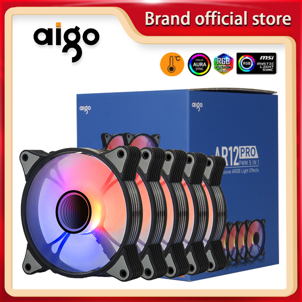 Aigo Ar12Pro Computer Case Fan Ventoinha Pc 120Mm Rgb Fan 4Pin Pwm Cpu Cooling Fan 3Pin5V Unlimited