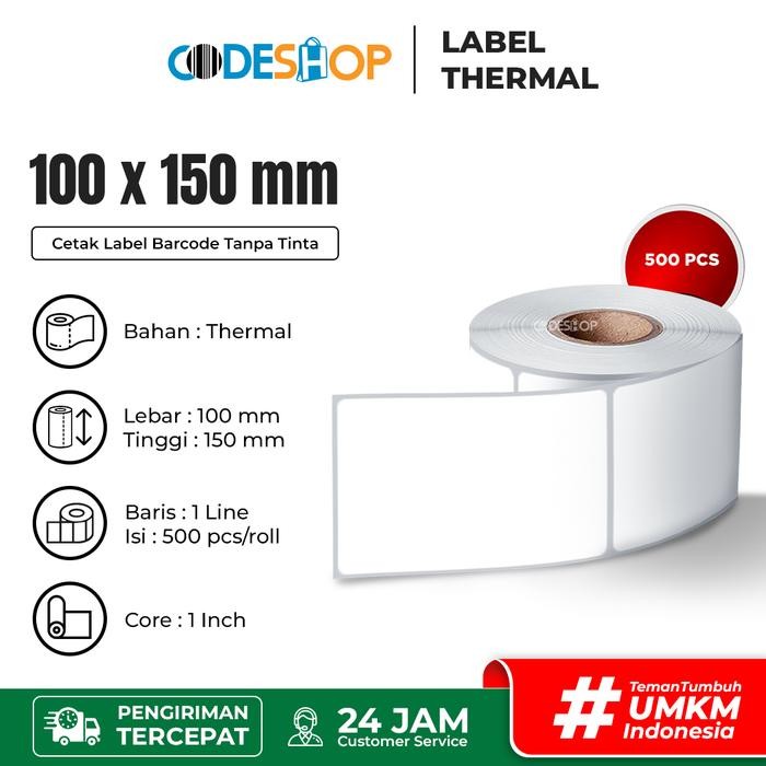 

Terlaris- Label Stiker Thermal 100X150 Mm A6 Resi 1 Line Eshop Kertas Sticker Printer Bare 500 Pcs