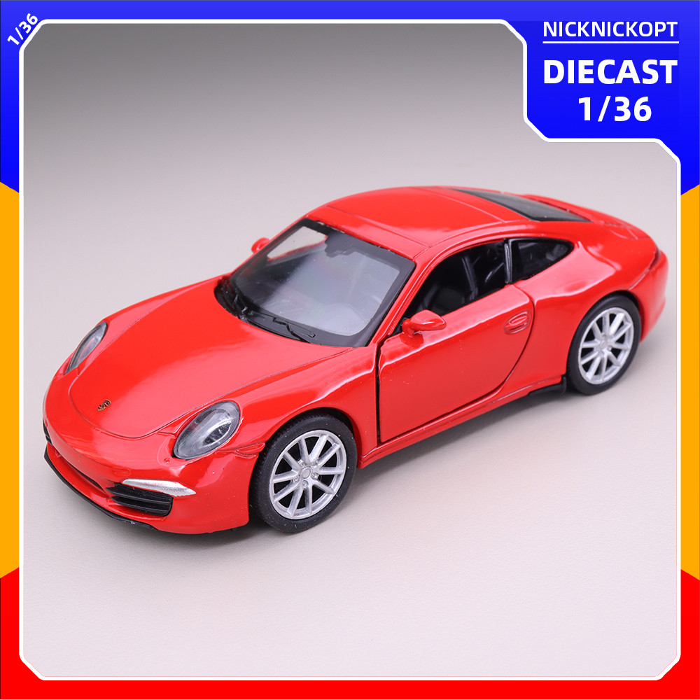 Miniatur Mobil Welly Porsche Carrera S Diecast Skala 1:36 Mainan Koleksi