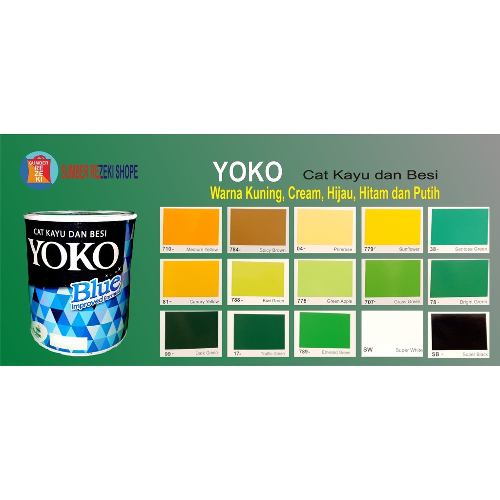 

Cat Minyak Besi,kayu,Plastik Warna Kuning,Hijau,Cream,Hitam,Putih YOKO Avian Brands