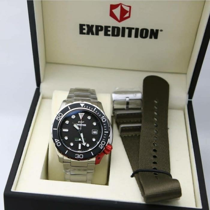 Expedition Original Exp E6809 E 6809 Jam Pria Automatic. Silver Black