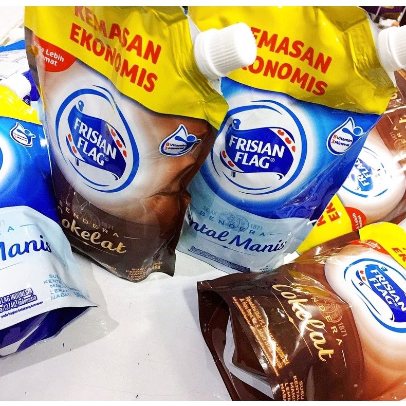 

Susu Kental Manis Bendera Frisian Flag Standing Pouch - Putih/ Cokelat