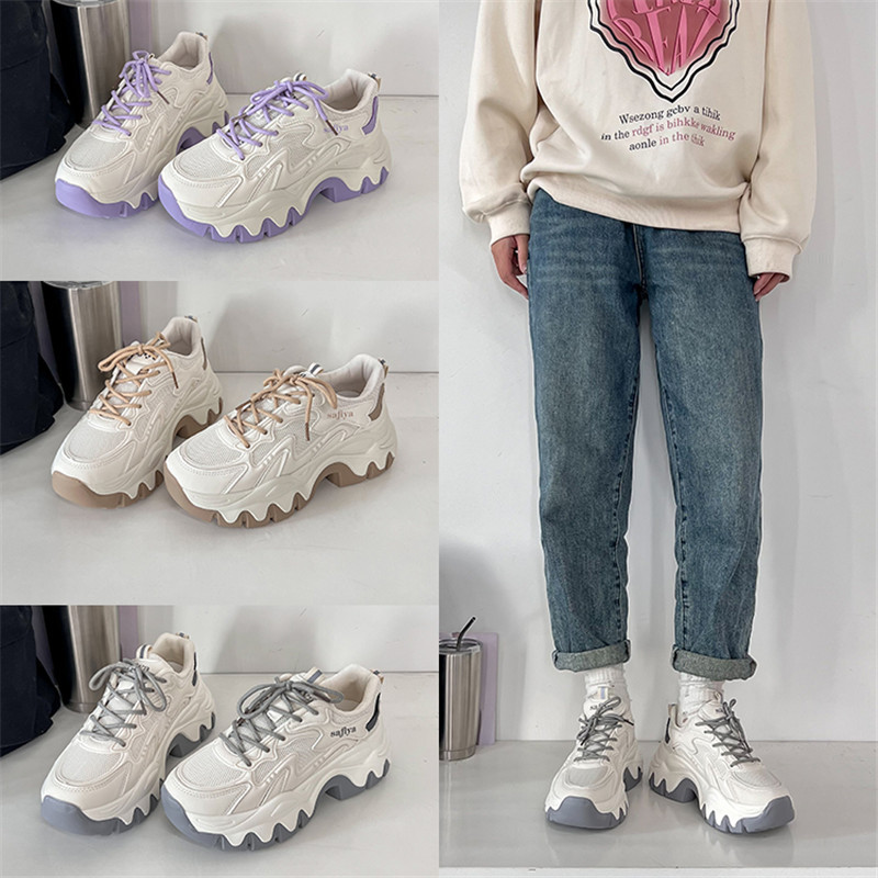 Sports shoes small white shoes women's 2024 spring new mesh breathable comfortable thick sole fashio