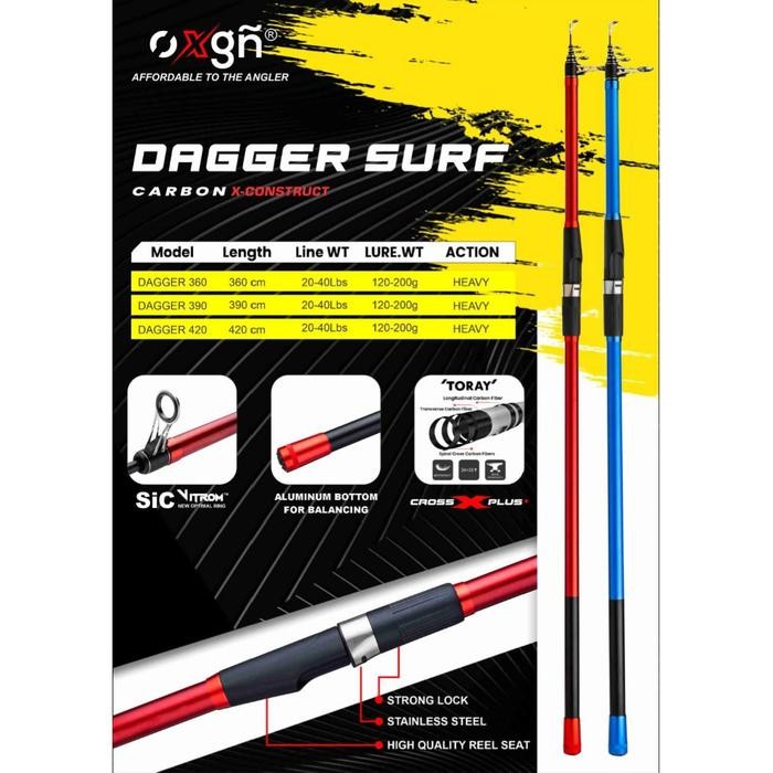 Joran Surf Oxgn Dagger 360 390 420 cm rod pancing pasiran dager TOP