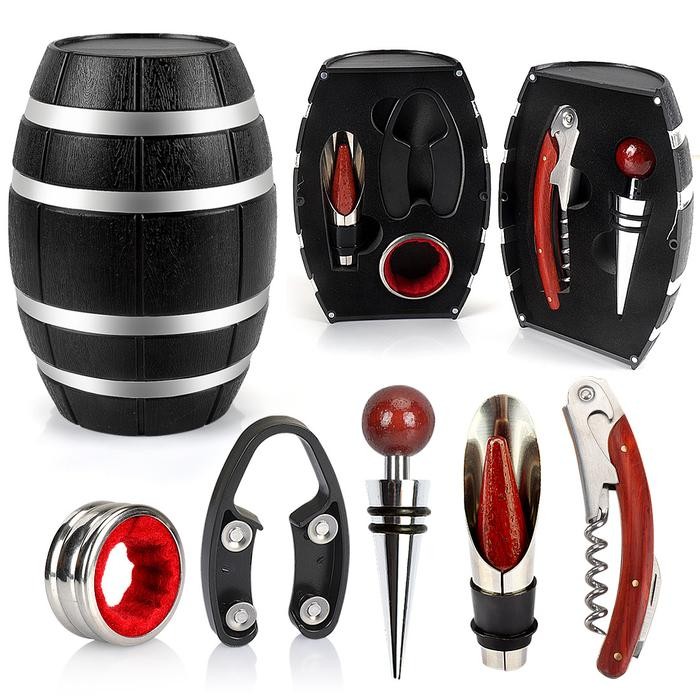 Wine Opener Set Alat Pembuka Botol Wine Bentuk Barrel Viral Fyp