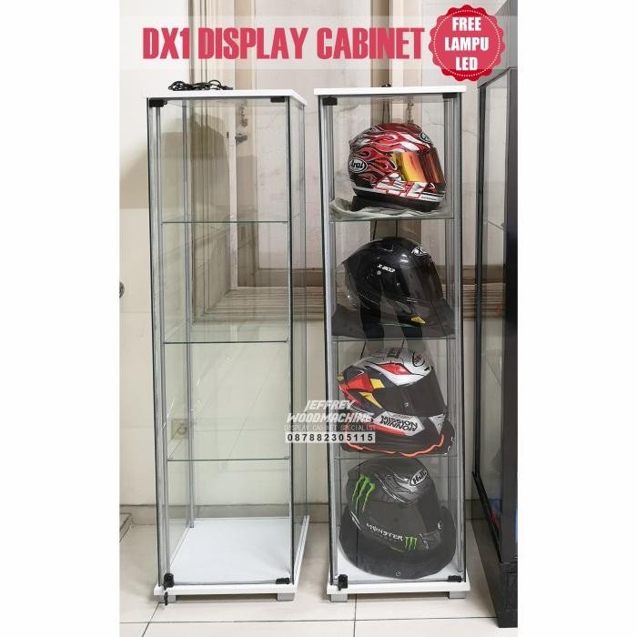meta TEMPAT HELM RAK KACA MINIMALIS LEMARI PAJANGAN DISPLAY CABINET KOLEKSI