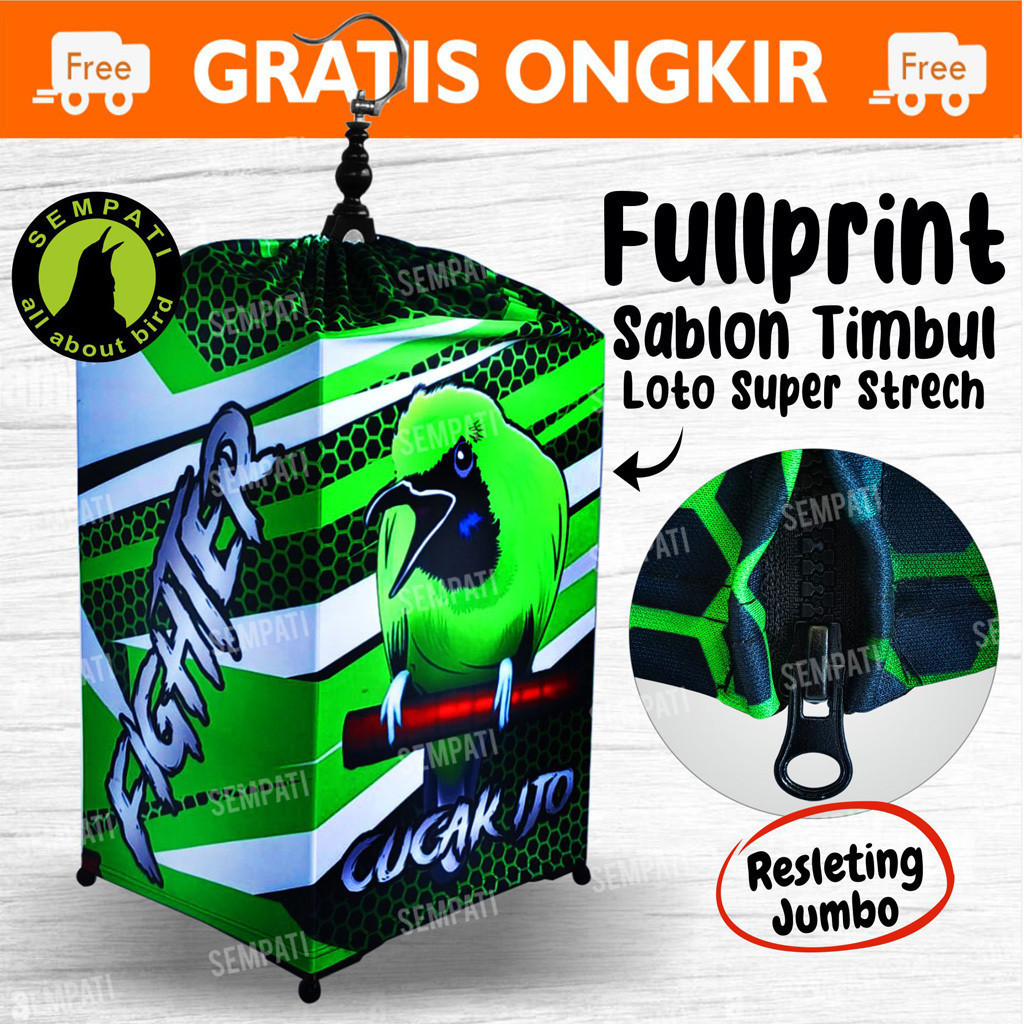 SEMPATI Krodong Kerodong Kotak No 2 Full Printing Motif Cucak Ijo Single Layer Bahan Lotto Super