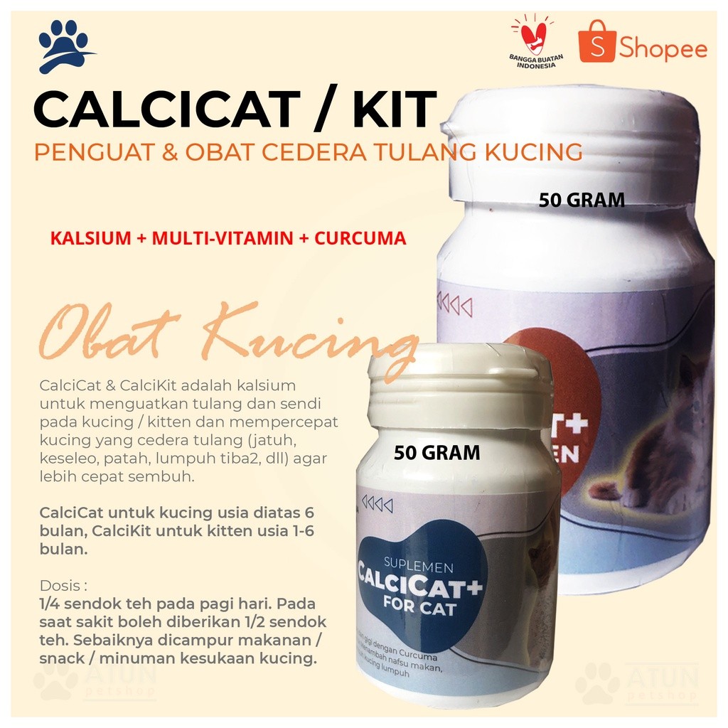 Calcicat Vitamin Obat Kucing Lumpuh Penguat Tulang Cedera Tulang