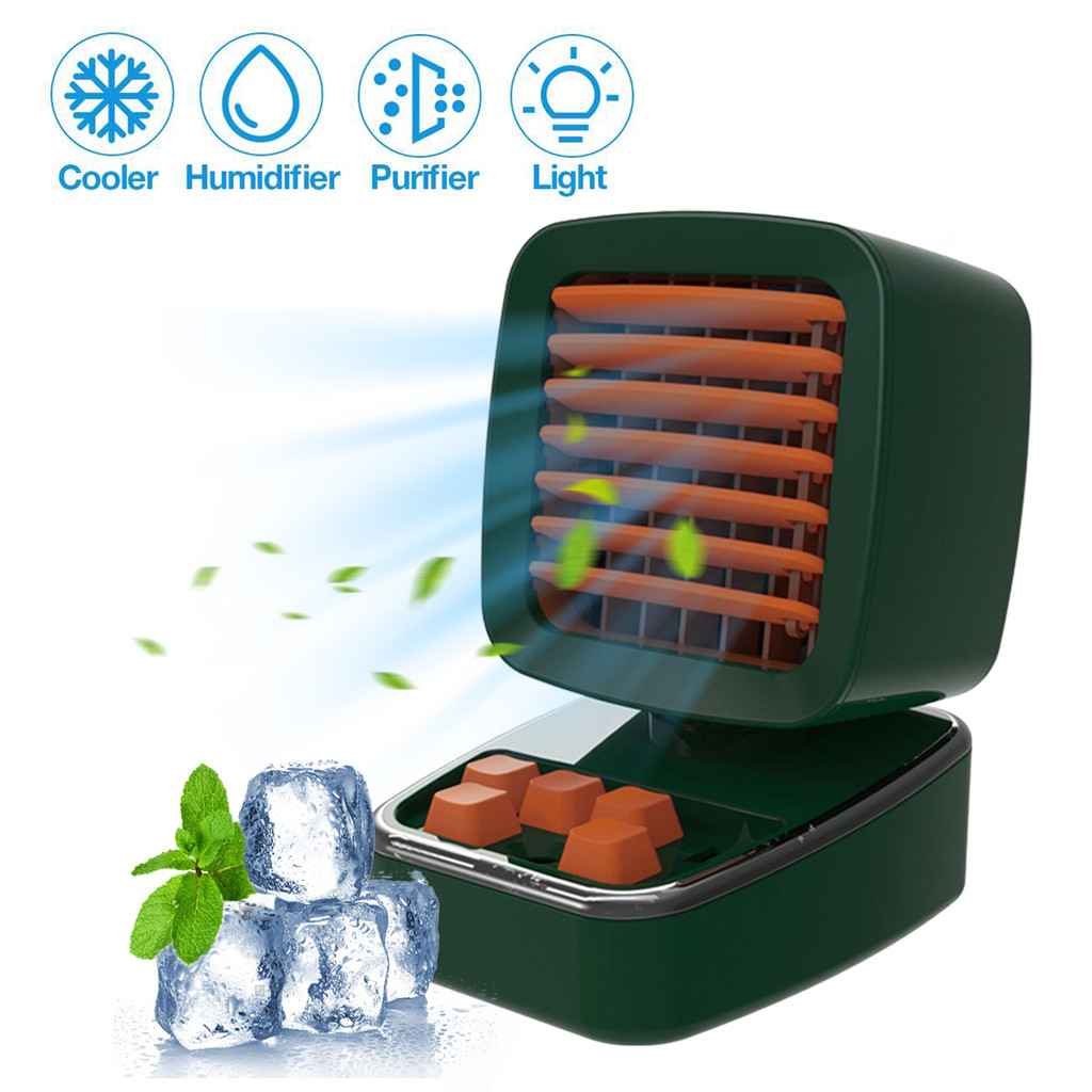 AC Portabel Mini 3 Kecepatan Angin Lampu Malam LED Desktop Kipas Pendingin Berpendingin Air Pendingi