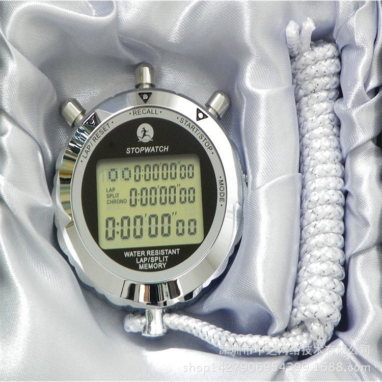 Timer Digital Logam Stopwatch Olahraga Penghitung Memori Tahan Air Kronograf Antimagnetik Timer Taha