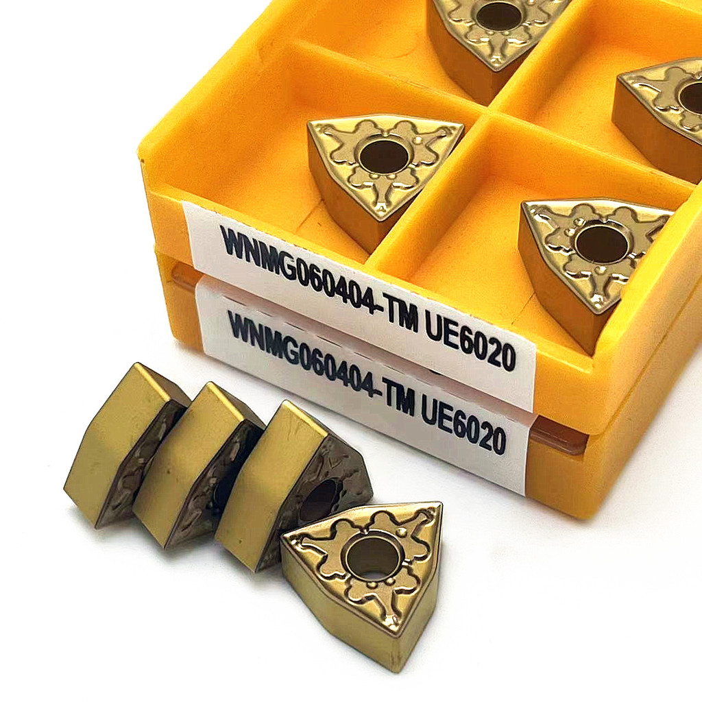 10 Buah Sisipan Karbida CNC WNMG060404 WNMG060408 TM UE6020 Sisipan Alat Bubut untuk Mesin Baja Besi