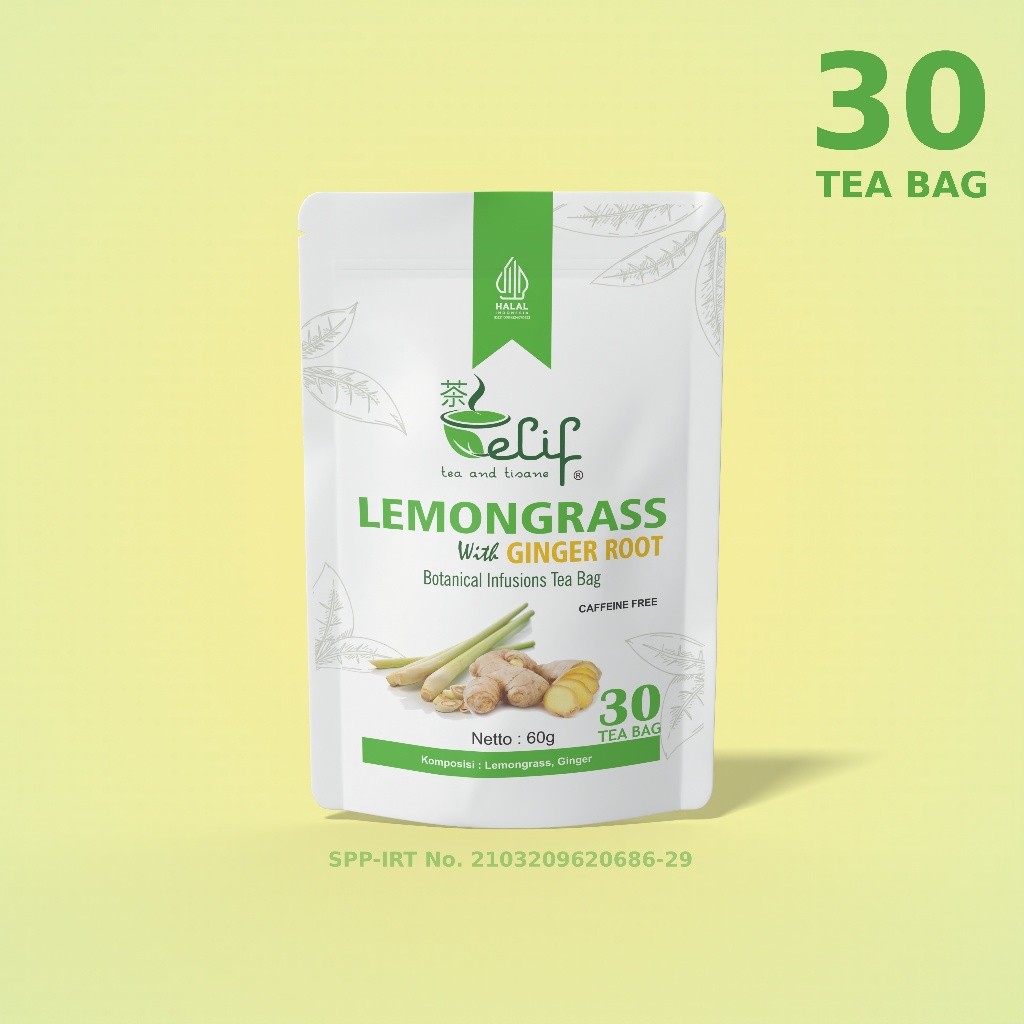 

ELIF TEA AND TISANE Lemongrass Ginger Tea Teh Serai Jahe 30 Tea Bag [PREMIUM]