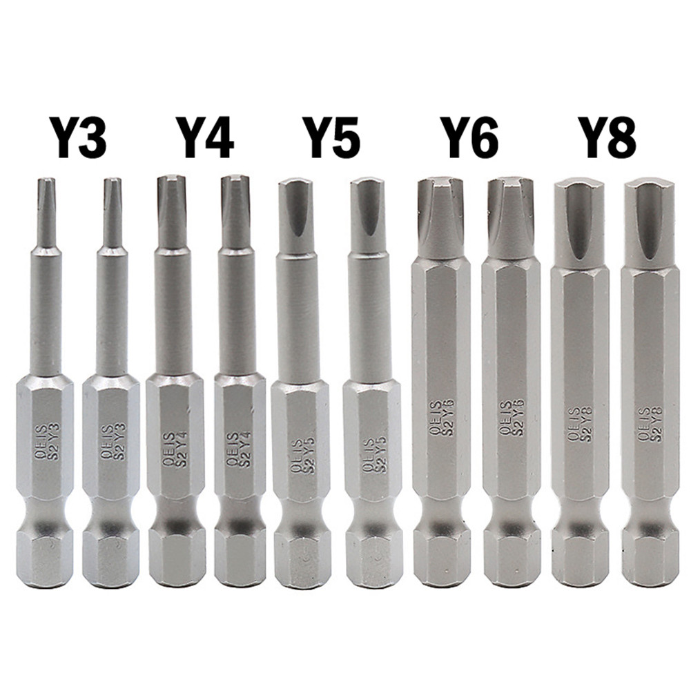 10 Buah Set Mata Obeng Magnetik Berbentuk Y 50Mm 6.35Mm Batang Heksagonal Tipe Y Obeng Kepala Listri