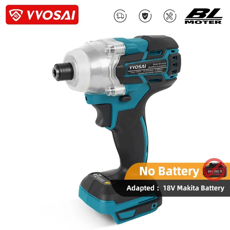 VVOSAI MT-SER 20V Obeng Elektrik Tanpa Kabel Kunci Impact Tanpa Sikat Driver Bor Dapat Diisi Ulang u