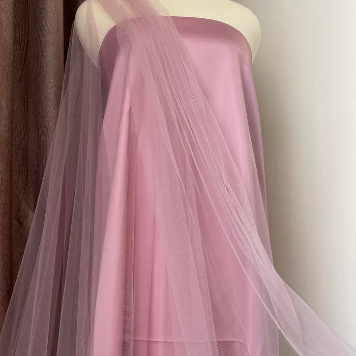 PREMIUM Kain Tile Halus Polos Soft Meteran Jaring Kelambu Warna Rosegold