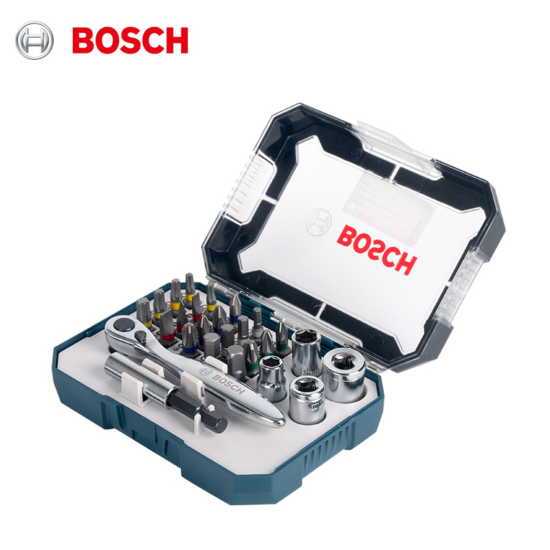Mata Bor Bosch Set Obeng 26 Buah Bor Logam untuk Obeng Listrik Obeng Kunci Pas Ratchet