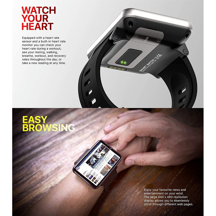 Rainbuvvy DM100 4G LTE Smart Watch Android 7.1 3GB RAM 32GB ROM 5MP Camera IPS 2700mah Battery 2.86 