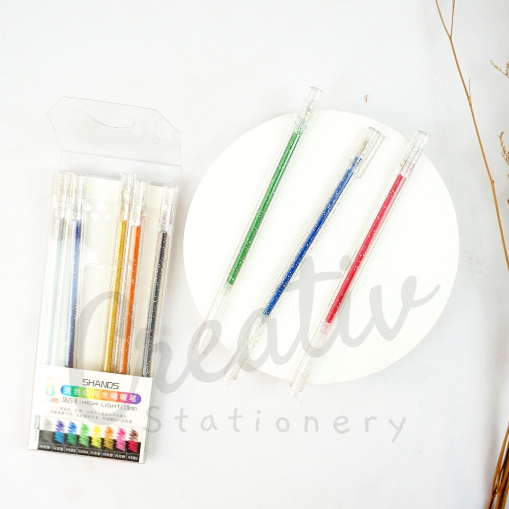 

SHANDS Glitter Gel Pen Series Set 8Pcs 12Pcs Pena Berkilau