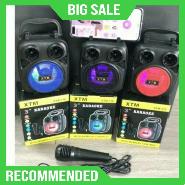 Mex - XTM 316 Speaker Bluetooth Speaker Mic Karaoke Wireless Portable Music Karaoke XTM-316