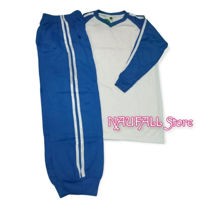 Seragam olahraga SD lengan Panjang putih biru