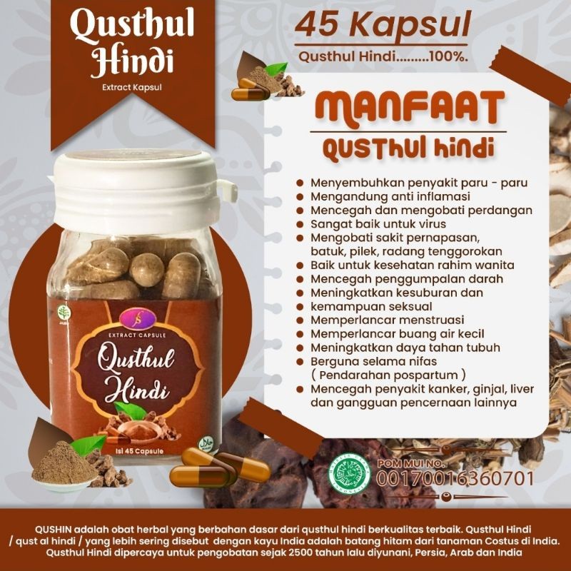Herbal Kapsul Qusthul Hindi Qust Alhindi Qustul Hindy Kustul Hindi Qist Al Hindi Washfah 45 Kapsul