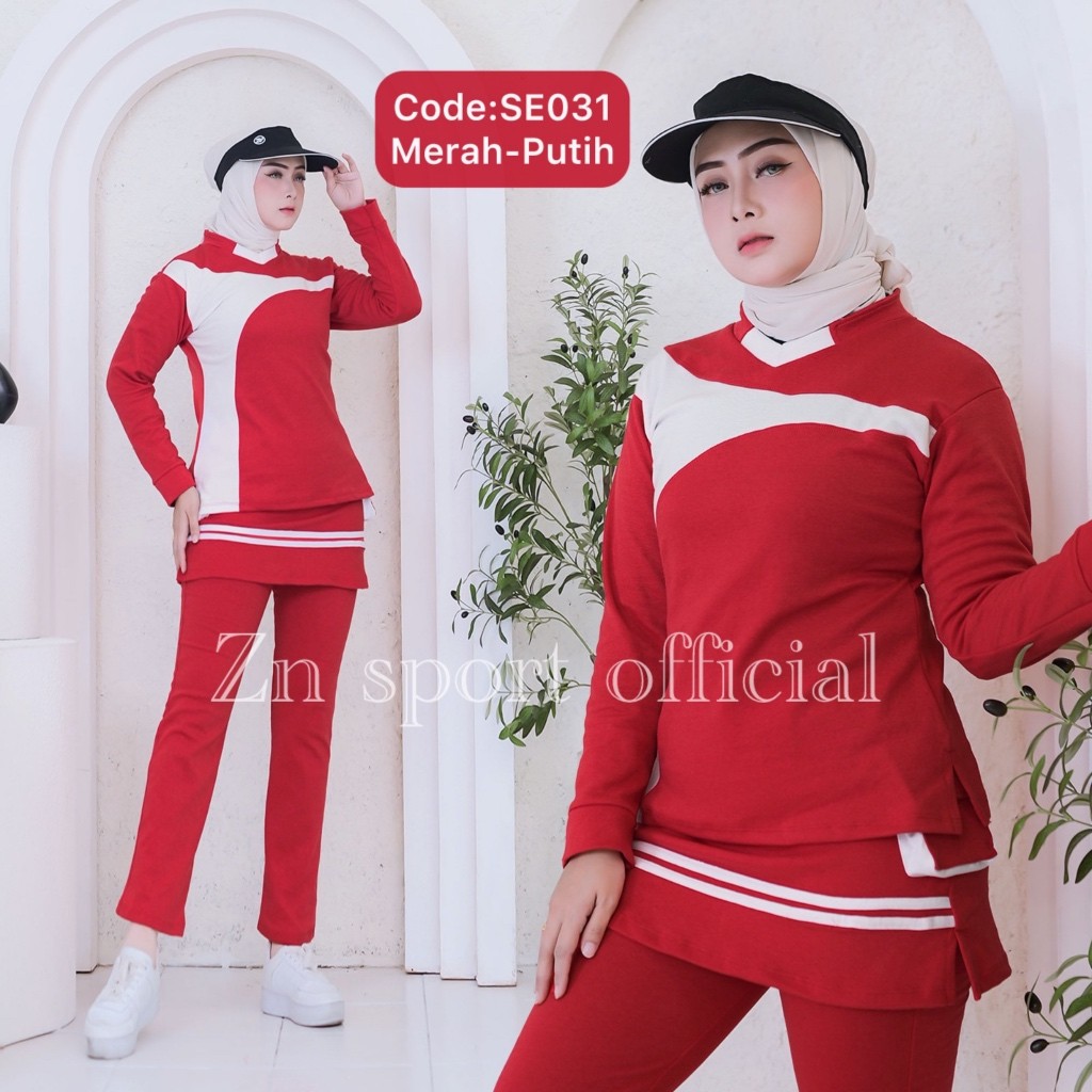 One Set Seragam Ibu2 Terbaru 2025 Srtel Setelan Senam Olahraga 1Set Baju Clana Setelan Baju Olahraga