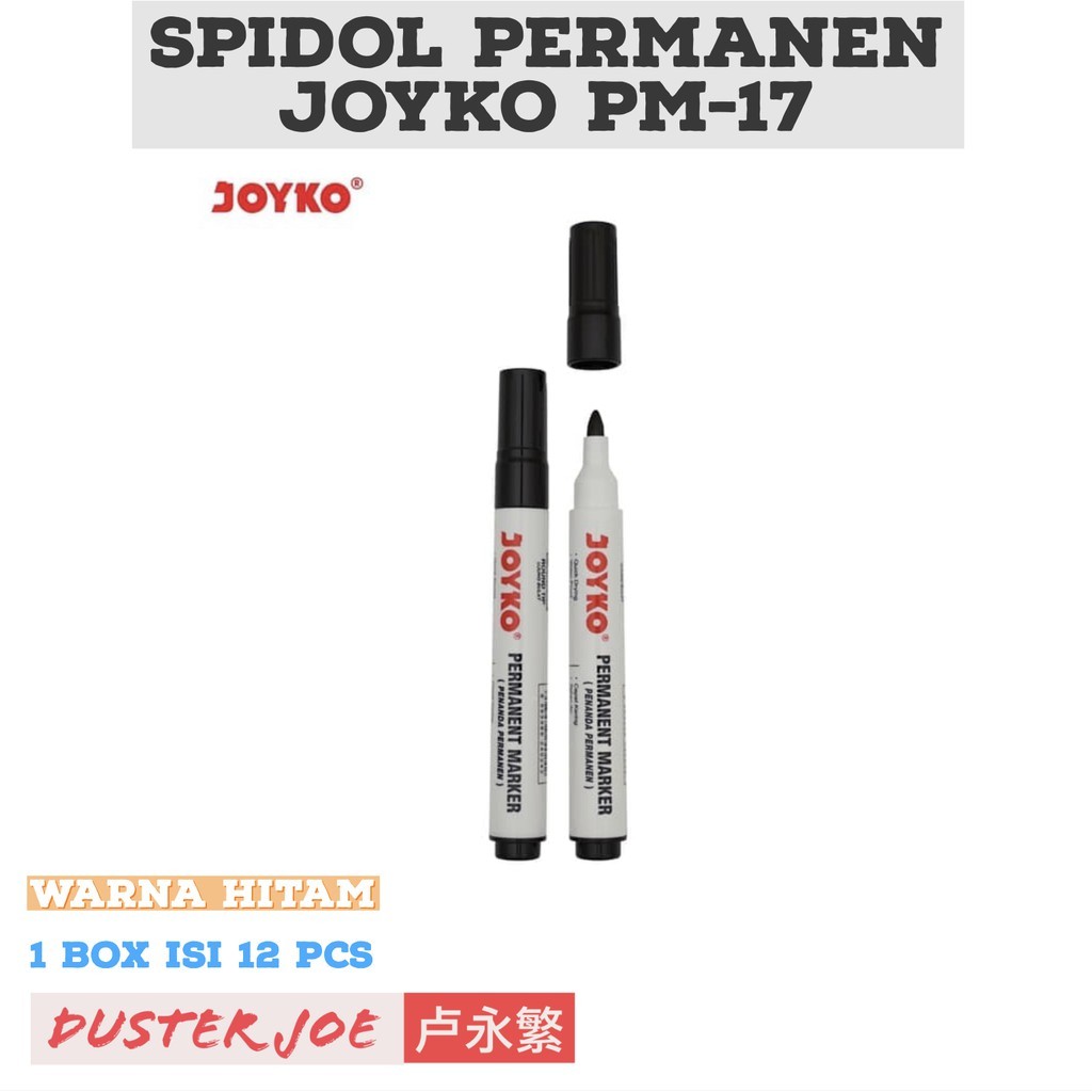

[PER 1 PACK] Joyko Spidol Permanen Hitam PM-17 (ISI 12 PCS)