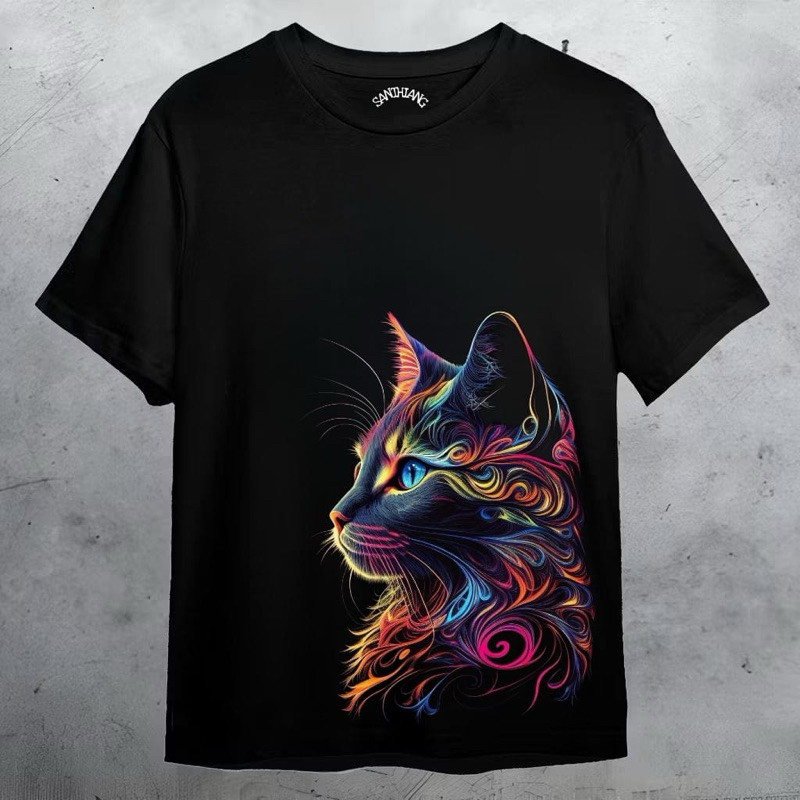 kaos distro premium original/kaos motif kucing/kaos pria dan wanita/kaos lengan pendek/kaos 3dimensi