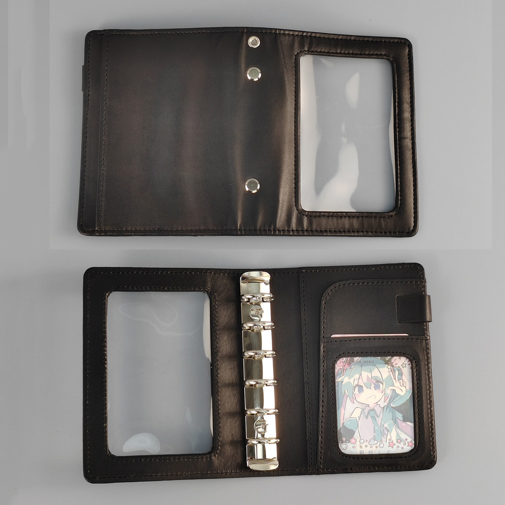 

A7 Transparent Cover Notebook Binder Star Card Photo Album Soft Faux Leather Portable Schedule