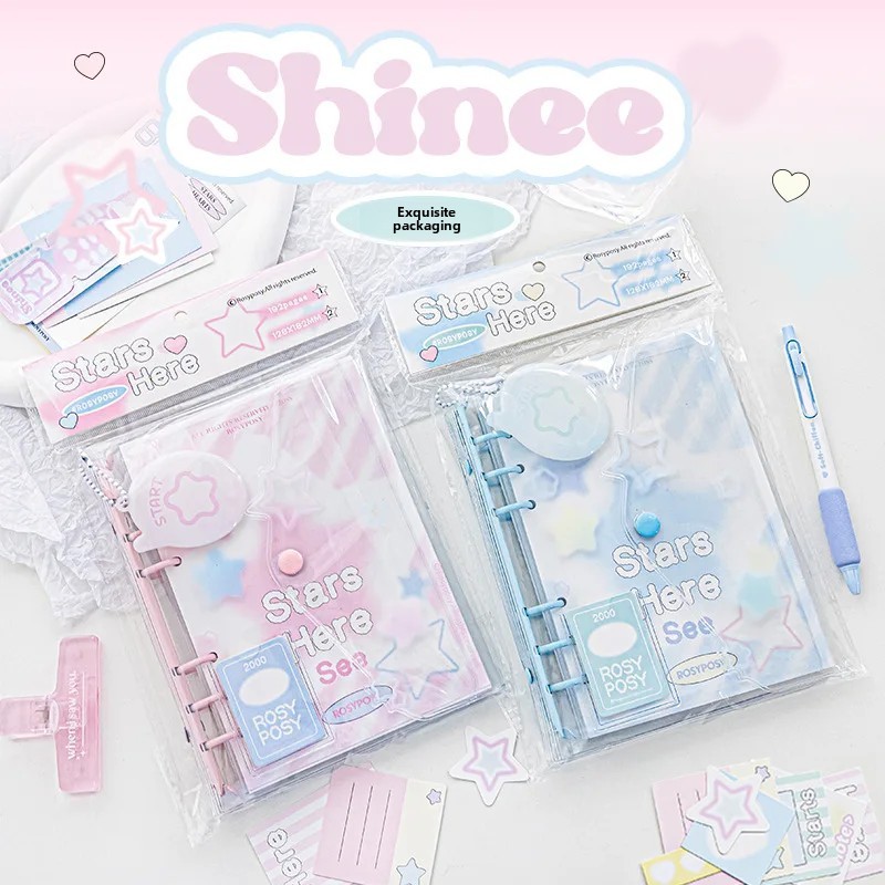 

Rosyposy Soft Set Shinee Envelope Diary Pvc Cover Star Page Notebook Color Page Journal Book Office