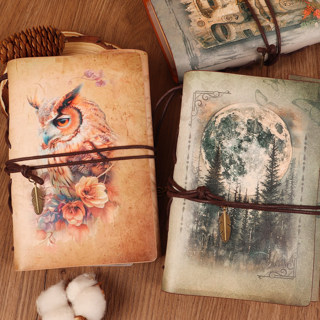 

Jaiiman Recycling Vintage Waterproof Cowhide Journal Notebook With Two Stickers,For Journal